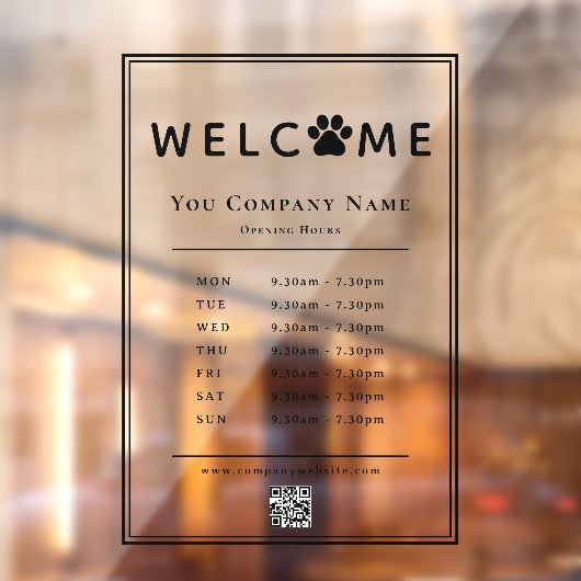 QR-Code für das Pet Clinic Openings Stunden Black Fensteraufkleber (Blatt 2)