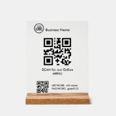 QR-Code für das Restaurant-Café-Menü Acrylschild (Vorderseite)