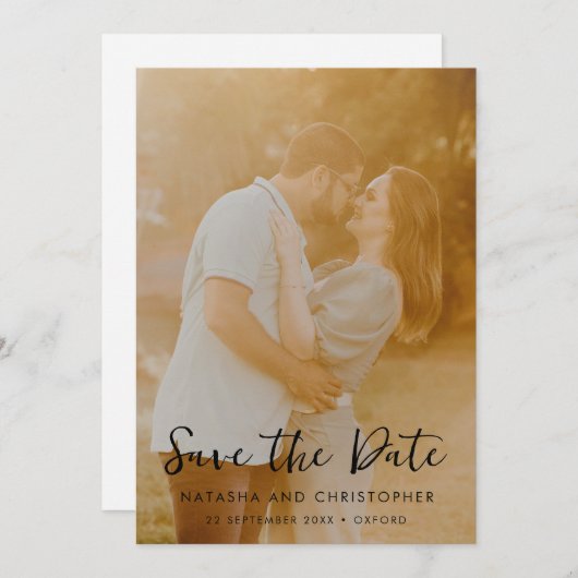 QR-Code für das vertikale Foto für ein handgeschri Save The Date (Vorne/Hinten)