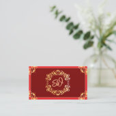 QR-Code für das Verzierte Monogramm (Deep Red Gold Visitenkarte (Stehend Vorderseite)