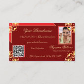 QR-Code für das Verzierte Monogramm (Deep Red Gold Visitenkarte (Rückseite)