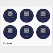 QR-Code für das Werbegeschenk für Navy Blue Gold Runder Aufkleber (Blatt)