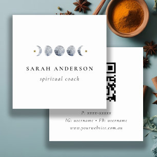 QR-Code für den einfachen grauen Lunar Celestial M Quadratische Visitenkarte