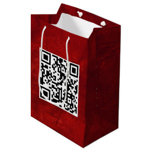 QR-Code für den Geburtstag von Rotem Leder Mittlere Geschenktüte