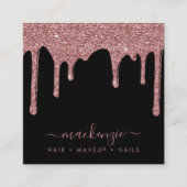 QR-Code für den Glitzer "Black Rose Gold Drilling" Quadratische Visitenkarte (Vorderseite)