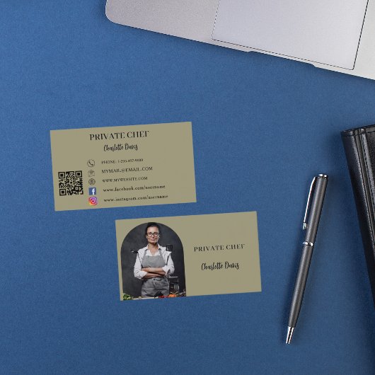 QR-Code für den Koch beim grünen Foto Visitenkarte