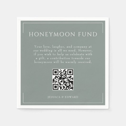 QR-Code für den Minimal Sage Green Wedding Honeymo Serviette (Vorderseite)