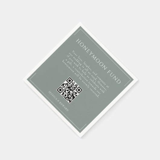 QR-Code für den Minimal Sage Green Wedding Honeymo Serviette (Ecke)