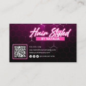 Qr-Code für den Schwarz-Rosa-Neon-Haarsalon Terminkarte (Rückseite)