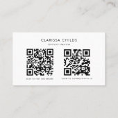 Qr-Code für den Schwarz-weißen Inhaltsersteller Visitenkarte (Rückseite)