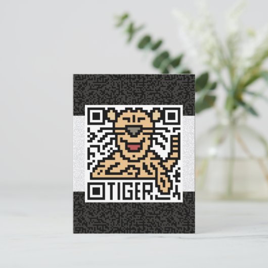 QR-Code für den Tiger Postkarte (Stehend Vorderseite)