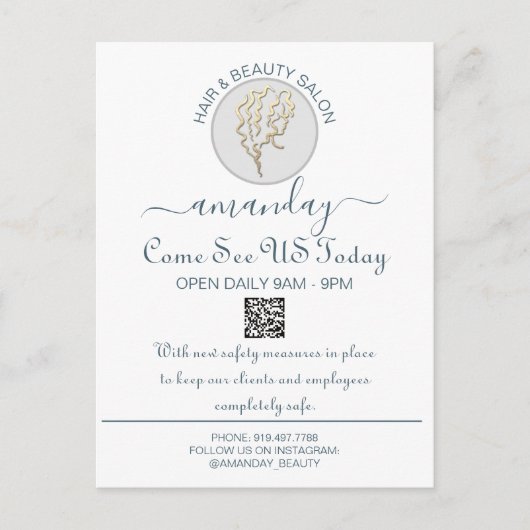 QR-Code für den Werbefilm Safe-Logo-Friseur Ankündigungspostkarte (Vorderseite)