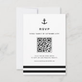 QR-Code für die Ankertechnik in Schwarz und Weiß RSVP Karte (Vorderseite)