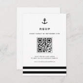 QR-Code für die Ankertechnik in Schwarz und Weiß RSVP Karte (Vorne/Hinten)
