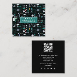 QR-Code für die Computerreparaturplatine Quadratische Visitenkarte