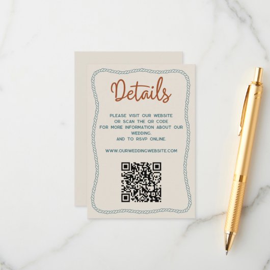 QR-Code für die Details einer westlichen rustikale Begleitkarte (Vorderseite/Rückseite Beispiel)