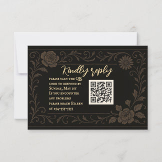 QR-Code für die Hochzeit der RSVP-Karte für Schwar RSVP Karte