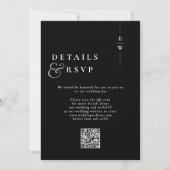 QR-Code für die Hochzeit von Schwarzweiß-Monogramm Einladung (Rückseite)