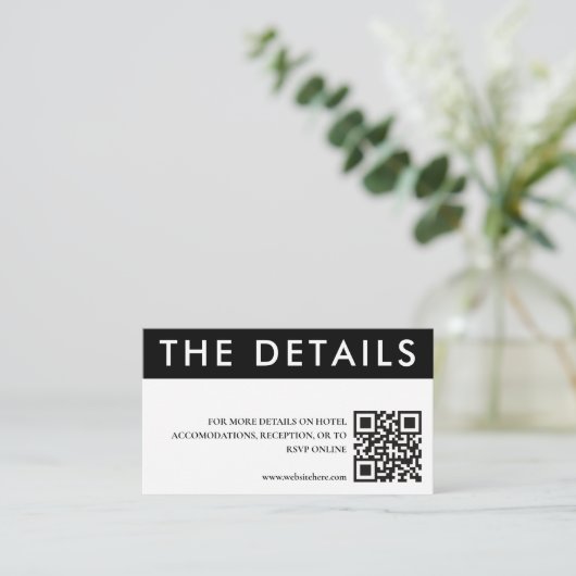 QR-Code für die Hochzeitsangabe auf schwarzer und Begleitkarte (Stehend Vorderseite)