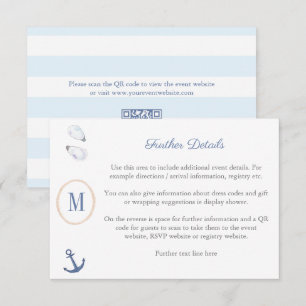 QR-Code für die Küsten-Monogramm-Baby-Shower-Gesch Begleitkarte