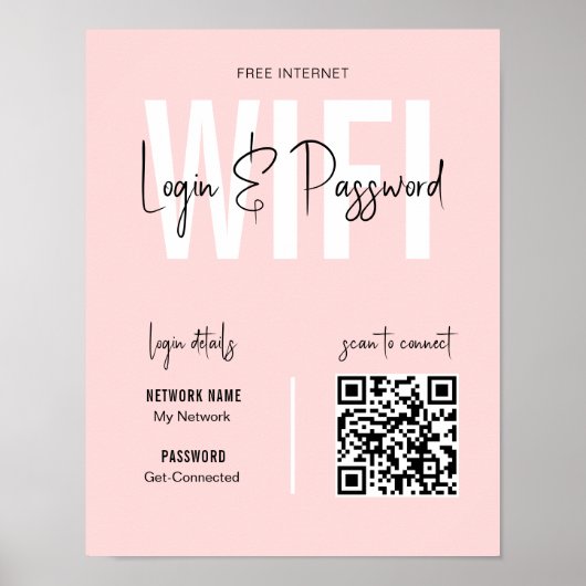 QR-Code für die Prüfung eines weiblichen rosa WIFI Poster (Vorne)