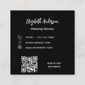 QR-Code für die Reinigung von Schwarzen Zuhause Quadratische Visitenkarte (Rückseite)