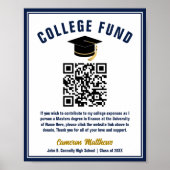 QR-Code für die Uni von Navy Blue Graduate Poster (Vorne)