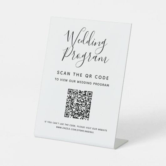 QR-Code für digitale Hochzeitprogramme - Akryllisc Sockelschild (Vorderseite)