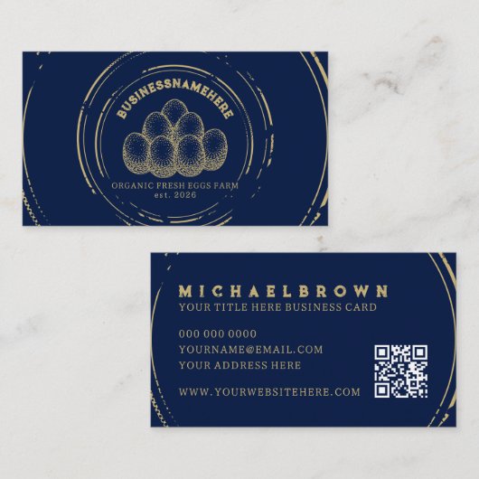 QR-Code für dunkle Hühnereier Visitenkarte (Vorne/Hinten)