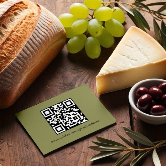 QR-Code für eine einfache Olive Green Olive Branch Begleitkarte