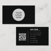 QR-Code für einfache Berufliche Schwarze Logos Visitenkarte (Vorne/Hinten)