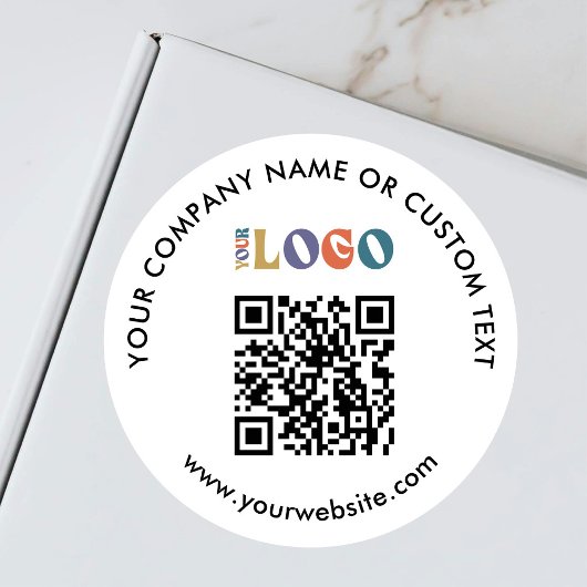 QR-Code für einfache Business-Logos Runder Aufkleber
