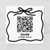 QR-Code für einfache Doodle Bow Ribbon Social Medi Quadratische Visitenkarte (Vorderseite)