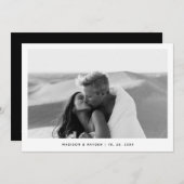 QR-Code für Einfache Hochzeit von Schwarzweiß-Foto Dankeskarte (Vorne/Hinten)