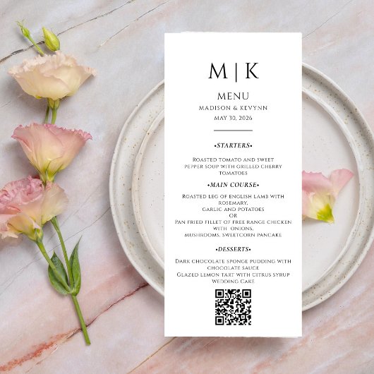 QR-Code für einfache Kalligrafie Menükarte