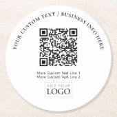 QR-Code für einfache Markenbezeichnungen Runder Pappuntersetzer (Vorderseite)