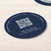 QR-Code für einfache Navy Blue Business-Logos Runder Pappuntersetzer (Angewinkelt)