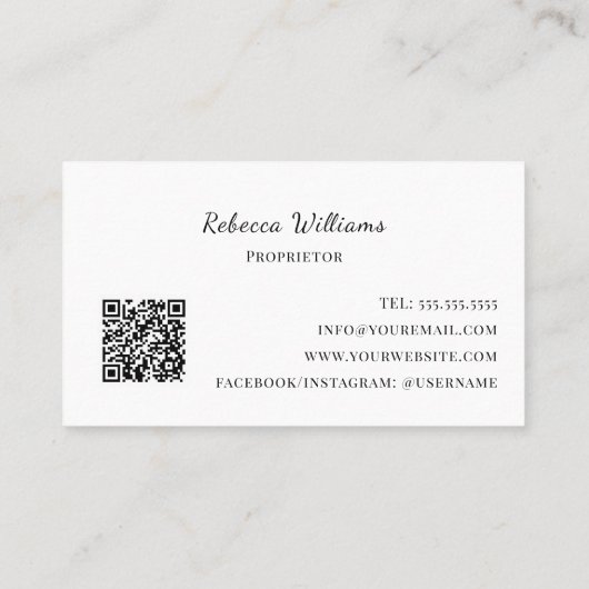 QR-Code für einfache schwarz-weiße Seife Visitenkarte (Rückseite)