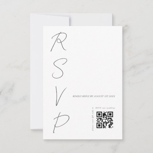 QR-Code für einfache White Wedding RSVP Karte (Vorderseite)