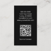 QR-Code für einfache Wüstenkaktus Schwarz-weiß Visitenkarte (Rückseite)