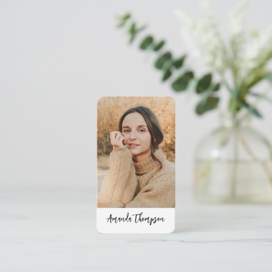 QR-Code für einfaches Foto für moderne Berufe Visitenkarte (Stehend Vorderseite)