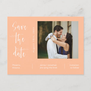 QR-Code für einfaches Peach-Foto Save the Date Postkarte