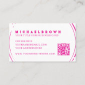 QR-Code für einfaches rosa weißes Hühnchen Visitenkarte (Rückseite)