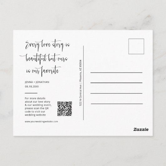 QR-Code für einfaches Sage Green Foto Save the Dat Postkarte (Rückseite)