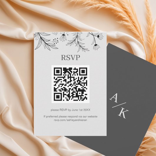QR-Code für Elegant Floral Wedding RSVP Karte