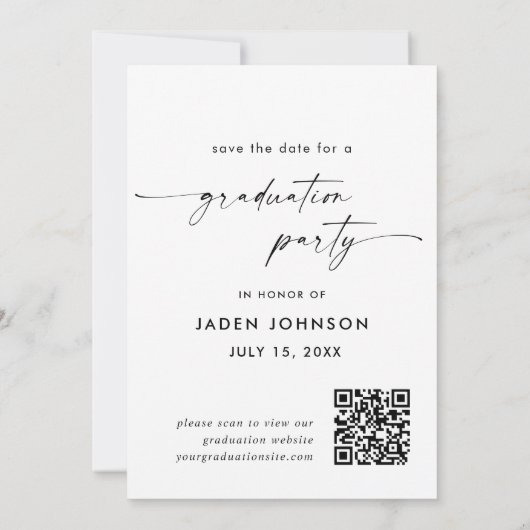 QR-Code für Elegant Minimalistisch Graduation Part Save The Date (Rückseite)