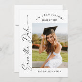 QR-Code für Elegant Minimalistisch Graduation Part Save The Date (Vorne/Hinten)