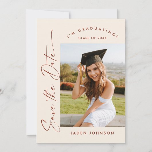 QR-Code für Elegant Minimalistisch Graduation Part Save The Date (Vorderseite)