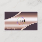 QR-Code für elegante Rose-Gold-gekrönte Dekorlinie Visitenkarte (Vorderseite)