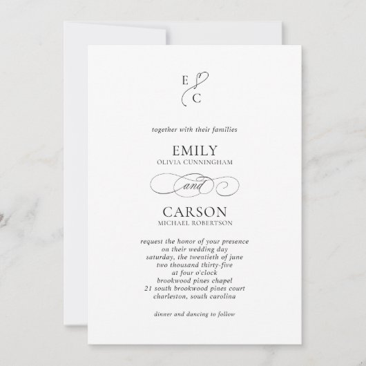 QR-Code für elegante Wedding Modern Monogram Einladung (Vorderseite)